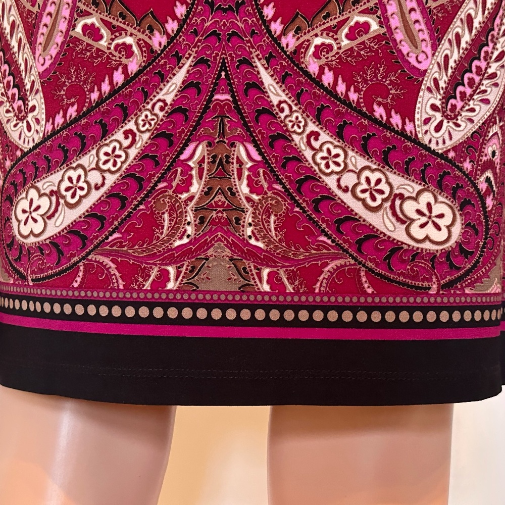 LOFT Paisley Shift Dress Burgundy Pink Size 4 | 3/4 Sleeve - Picture 5 of 8